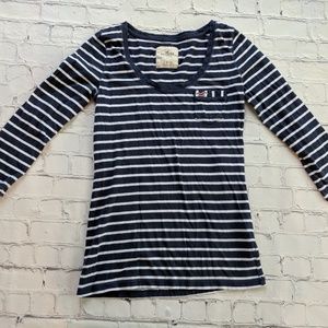 GUC Hollister Navy/White Stripe L/S Top, Sz S
